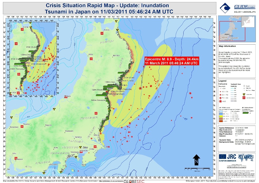 map of japan earthquake 2011. (JRC) has issued a map of